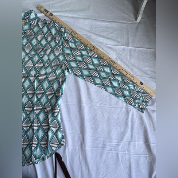 LUCI Women’s Button 100% Tencel Art wear Geometric Shirt Large Hand block design - Picture 8 of 10